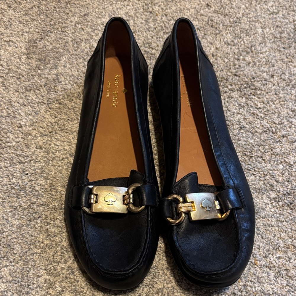 Kate Spade Black Loafers with Gold Accent